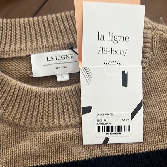 La Ligne Tan and Black Crew Neck Sweater - Picture 2 of 4